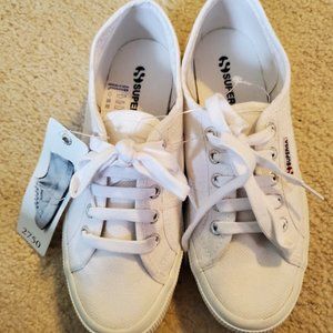 Superga Classic White Canvas Sneakers- Women's Siz
